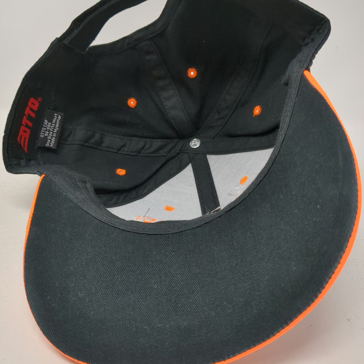 Otto Baseball Cap Black Orange One Size Coming In Hot Flame Brim Strapback Hat