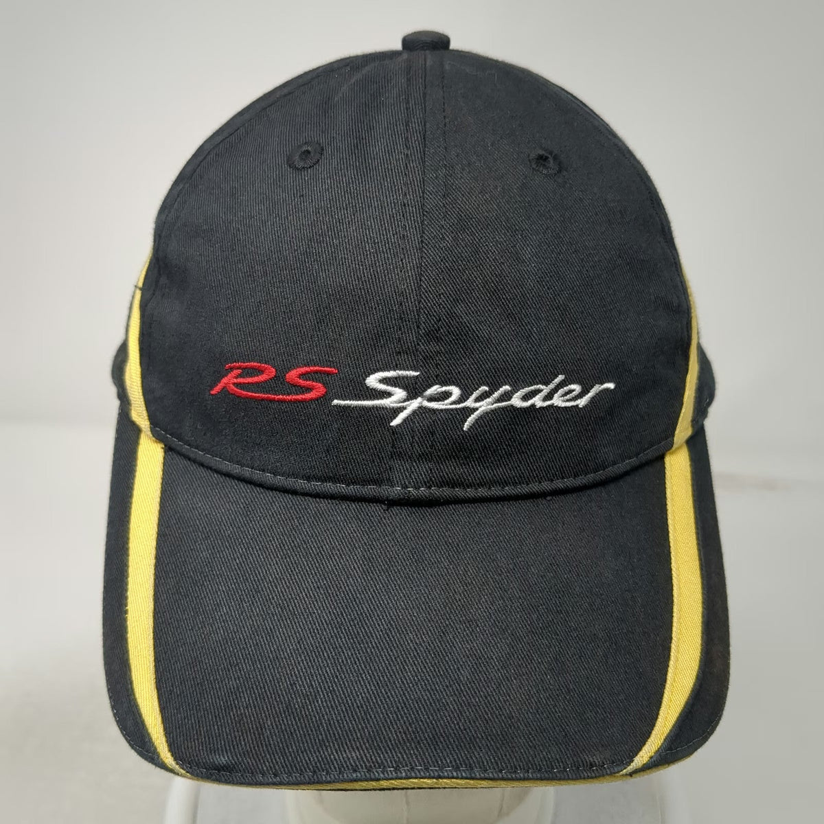 Porsche RS Spyder Baseball Cap Black One Size Slideback Logo Hat Yellow Red Trim
