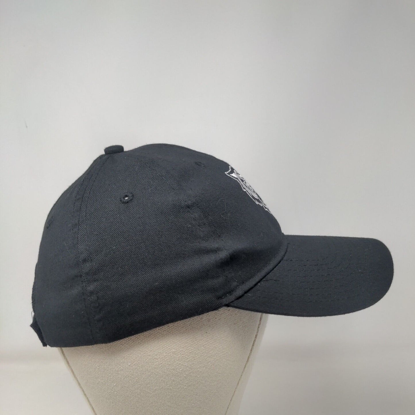 Tiger Strapback Hat Black OSFA Adjustable Embroidered Solid 6 Panel