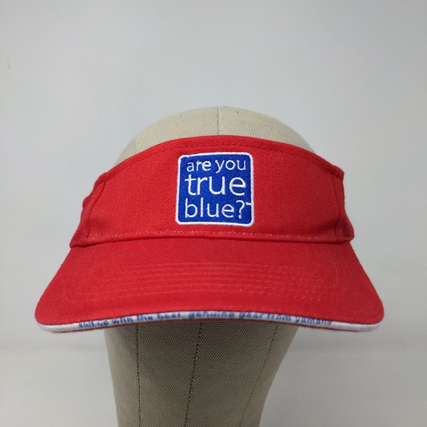 Yamaha Men's Strapback Visor Hat Cap Red Embroidered Are You True Blue Official