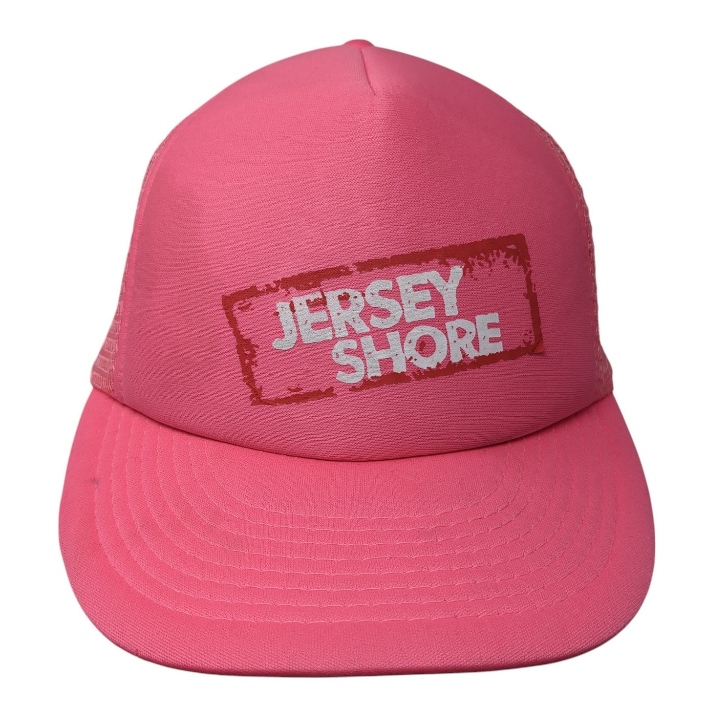 Jersey Shore Snapback Trucker Hat Pink One Size Mesh Back Adjustable