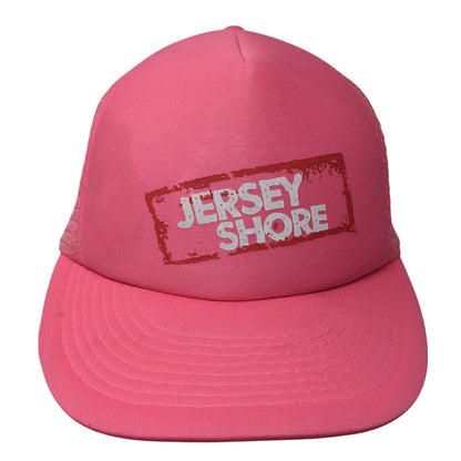 Jersey Shore Snapback Trucker Hat Pink One Size Mesh Back Adjustable