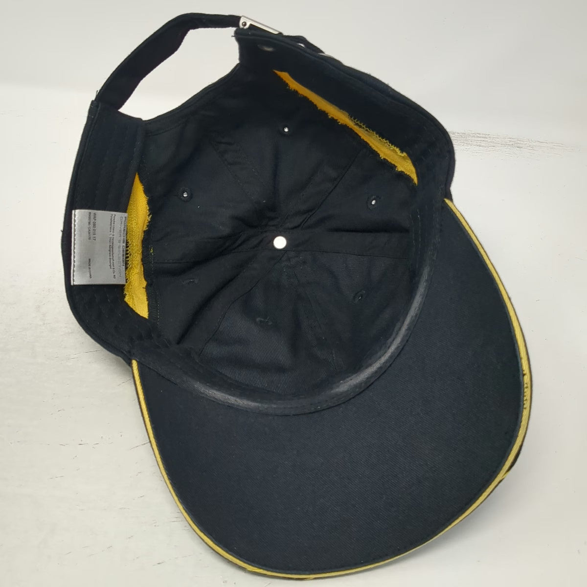 Porsche RS Spyder Baseball Cap Black One Size Slideback Logo Hat Yellow Red Trim