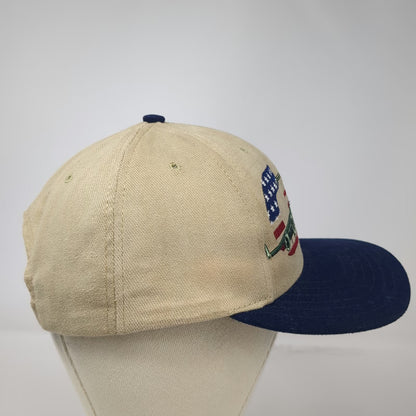 American Needle Snapback Hat Beige Blue Military C-17 Aircraft Flag USA Vintage