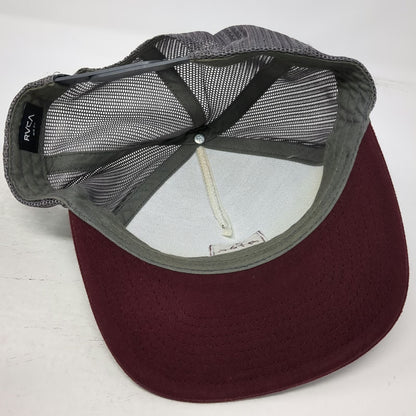 RVCA Trucker Hat Gray Red One Size Snapback Mesh Back Logo Patch Mid Fit Skate