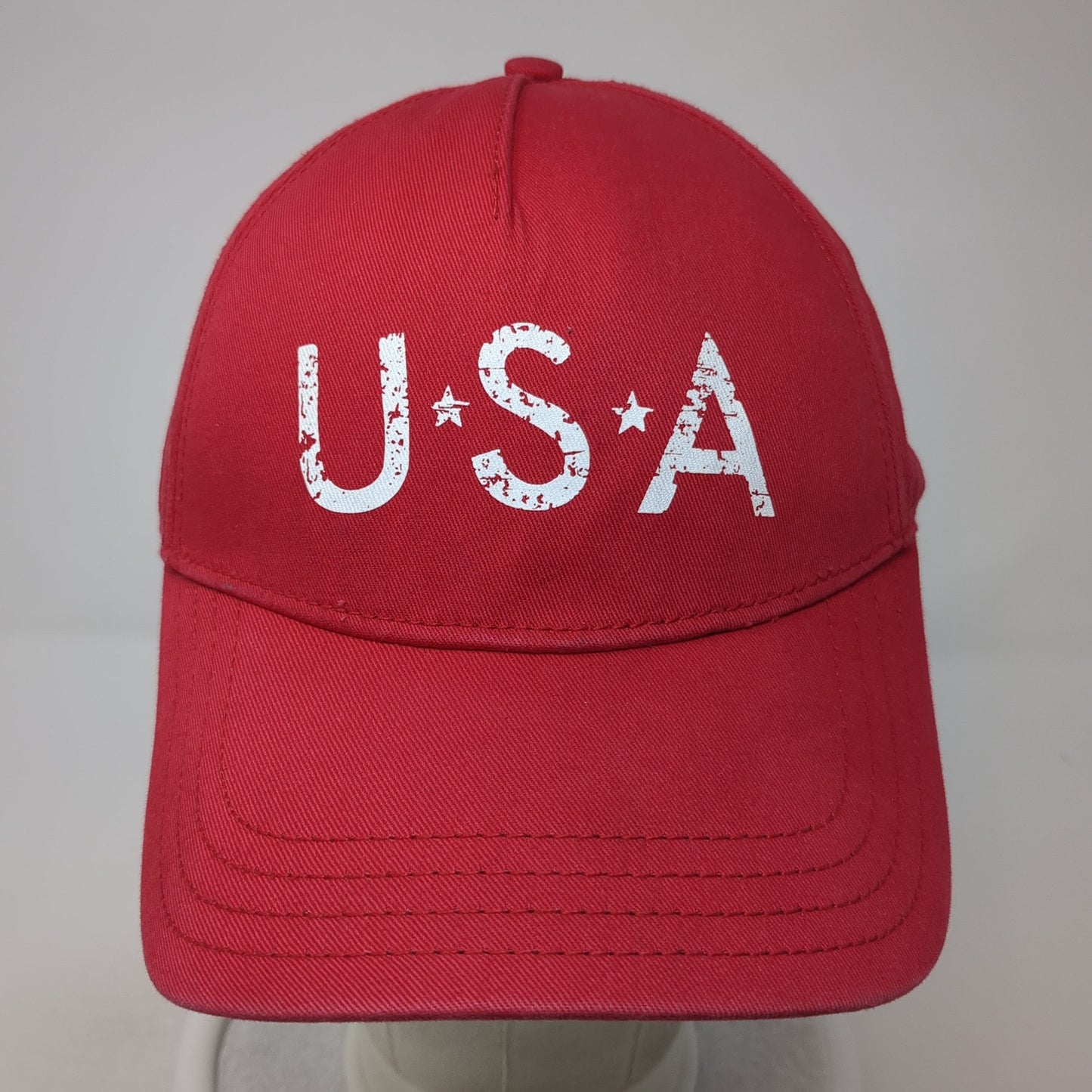 USA Strapback Baseball Cap Red One Size Adjustable Patriotic Highland Outfitters
