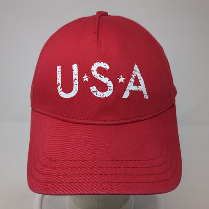 USA Strapback Baseball Cap Red One Size Adjustable Patriotic Highland Outfitters