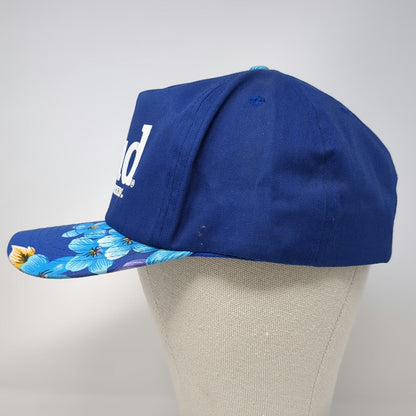 San Sun 5 Panel Blue Hat One Size Floral Brim Snapback Bud King of Beers