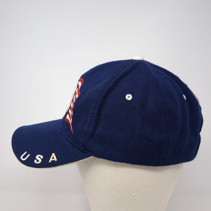 American Flag Eagle Strapback Hat Blue One Size God Bless America