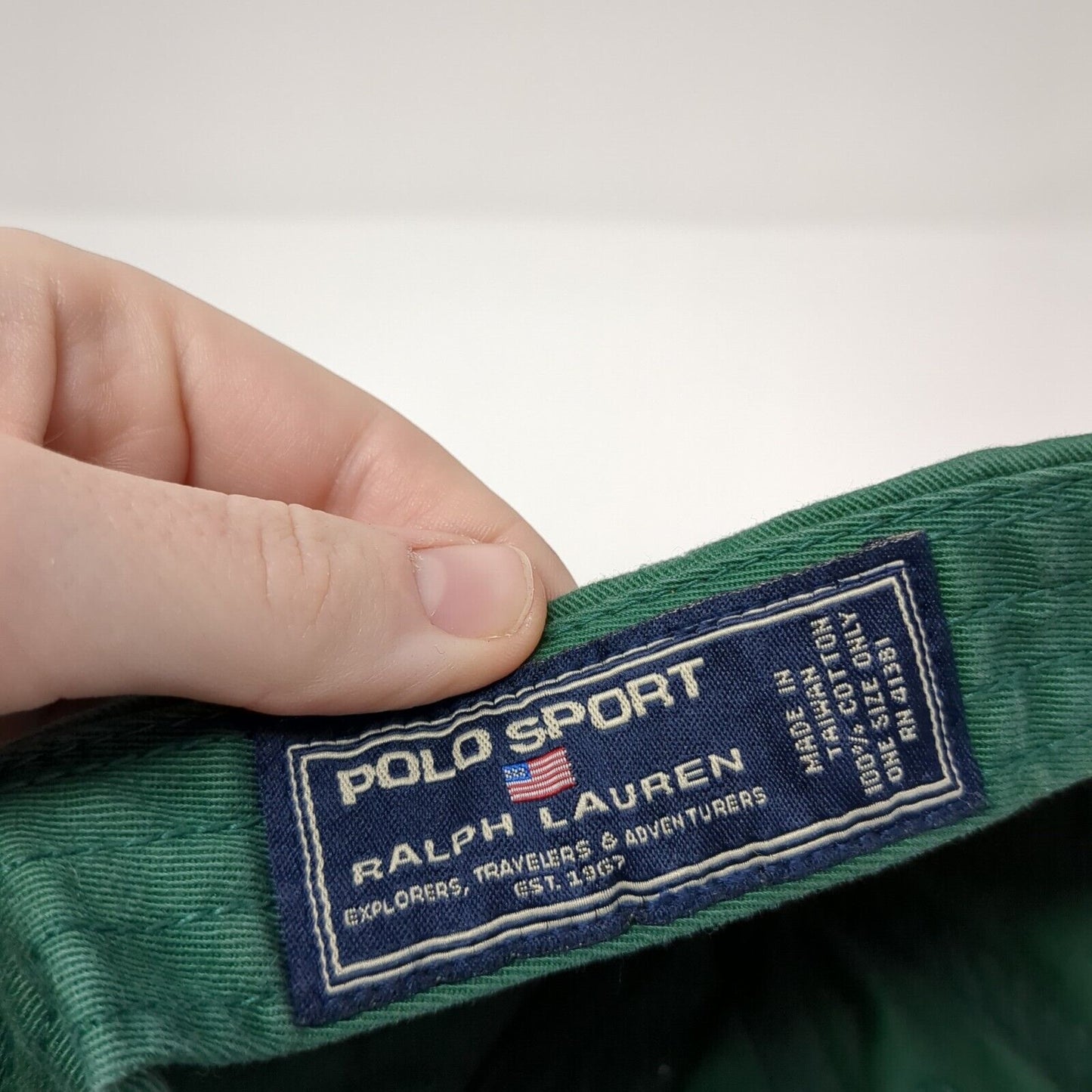 Vintage Polo Sport Ralph Lauren Slideback Hat Green OSFA Embroidered Logo