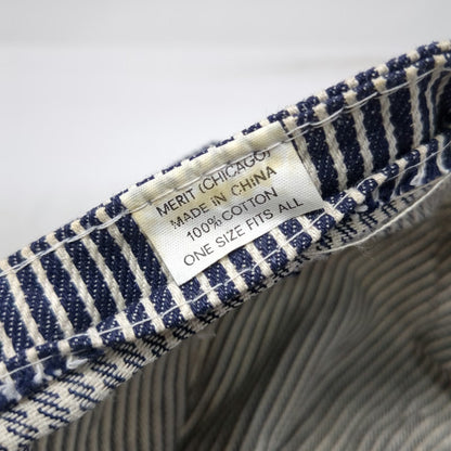 Merit Snapback Hat Blue White Hickory Stripe One Size Cotton Engineer Striped