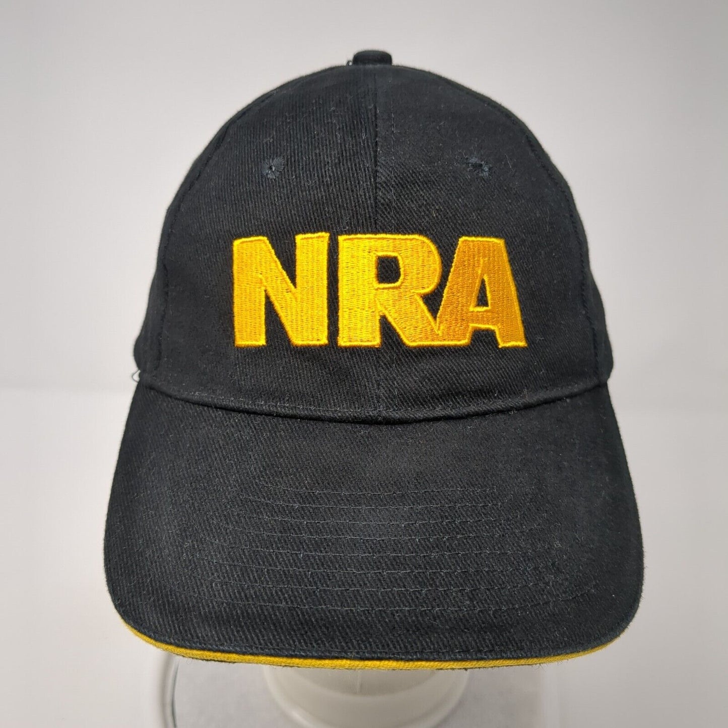 NRA Strapback Hat Black One Size Adjustable American Flag 6 Panel