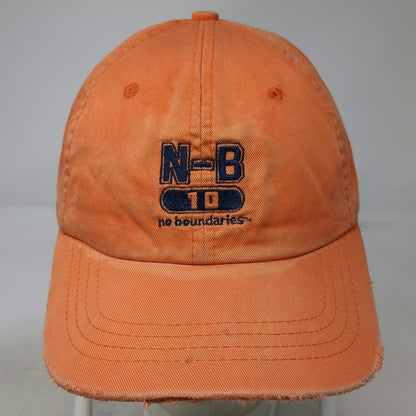 No Boundaries Baseball Cap Orange Blue One Size Distressed Slideback Logo Hat