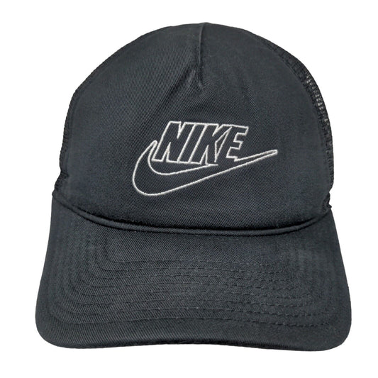 Nike Swoosh Snapback Mesh Back Trucker Hat Black One Size Classic99