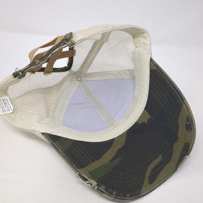 Unbranded Ponytail Back Trucker Hat Multicolor OS Adjustable Mesh Distressed