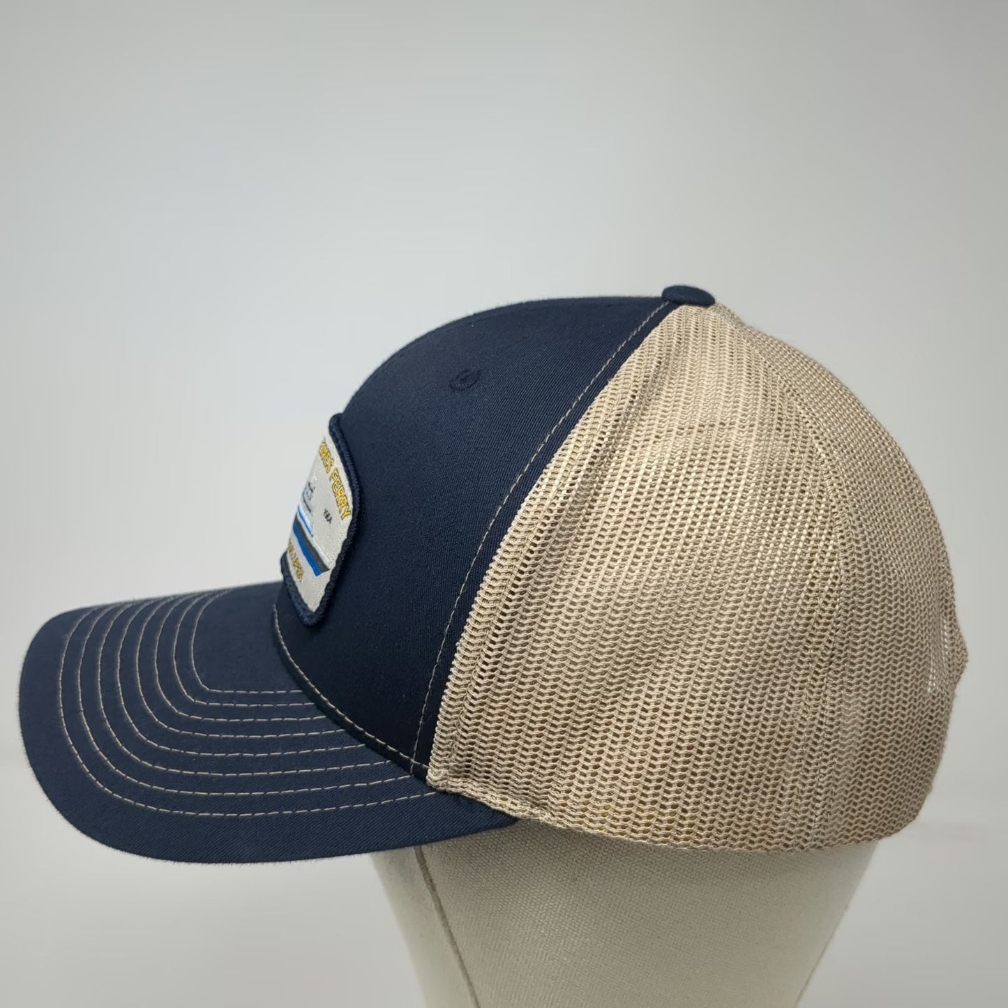 Richardson Trucker Hat Blue One Size Cape May Lewes Ferry Patch Mesh Snapback