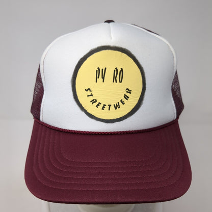 PY RO Streetwear Snapback Trucker Hat Red OS Adjustable Mesh Back Rope Otto