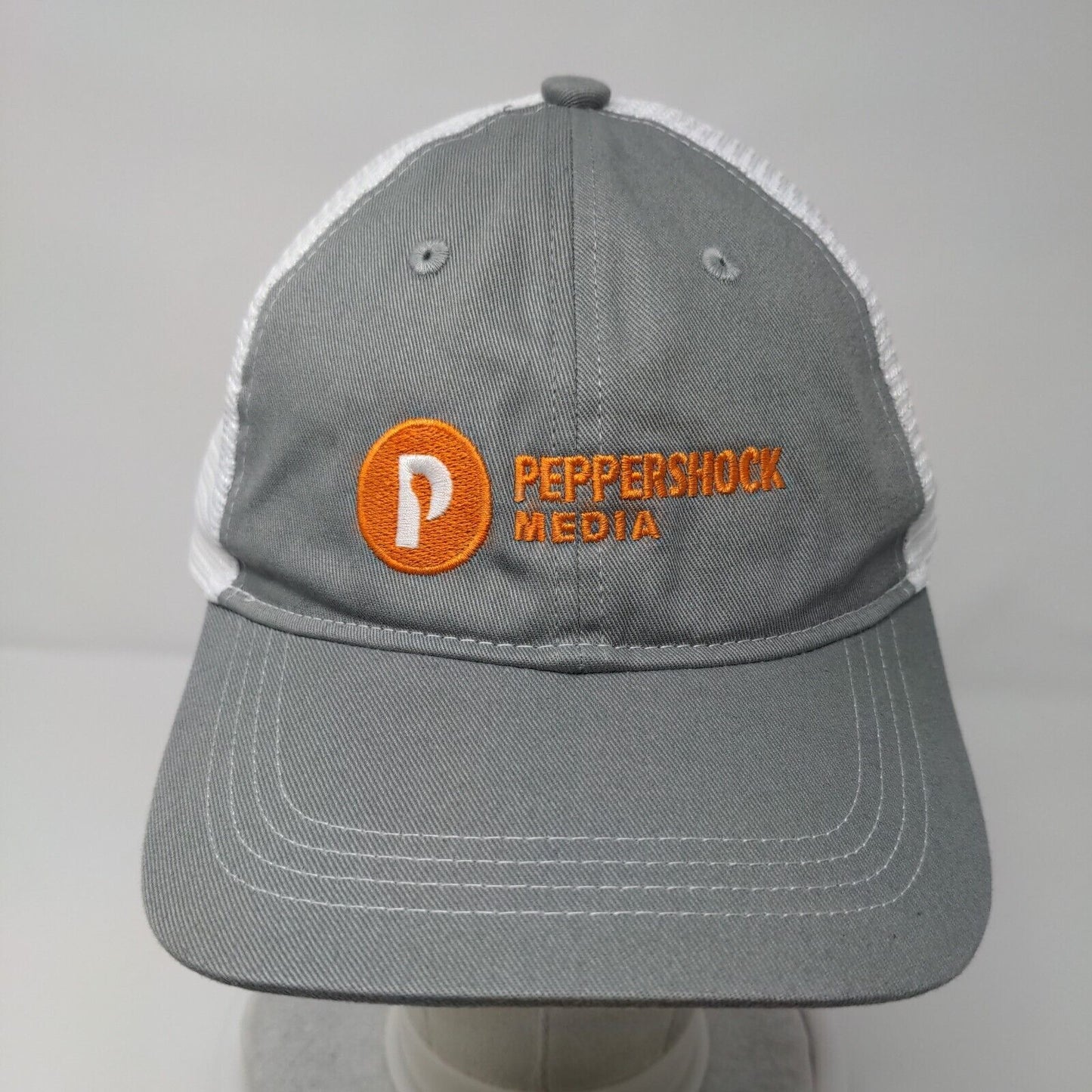 Peppershock Media Snapback Trucker Hat Gray OS Mesh Back Port Authority Cotton