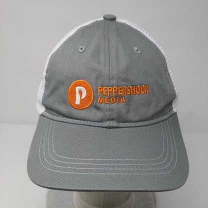 Peppershock Media Snapback Trucker Hat Gray OS Mesh Back Port Authority Cotton