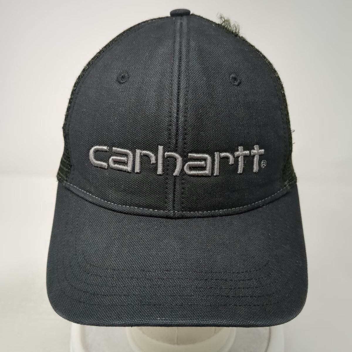 Carhartt Trucker Hat Black One Size Mesh Snapback Logo Workwear Adjustable Hat