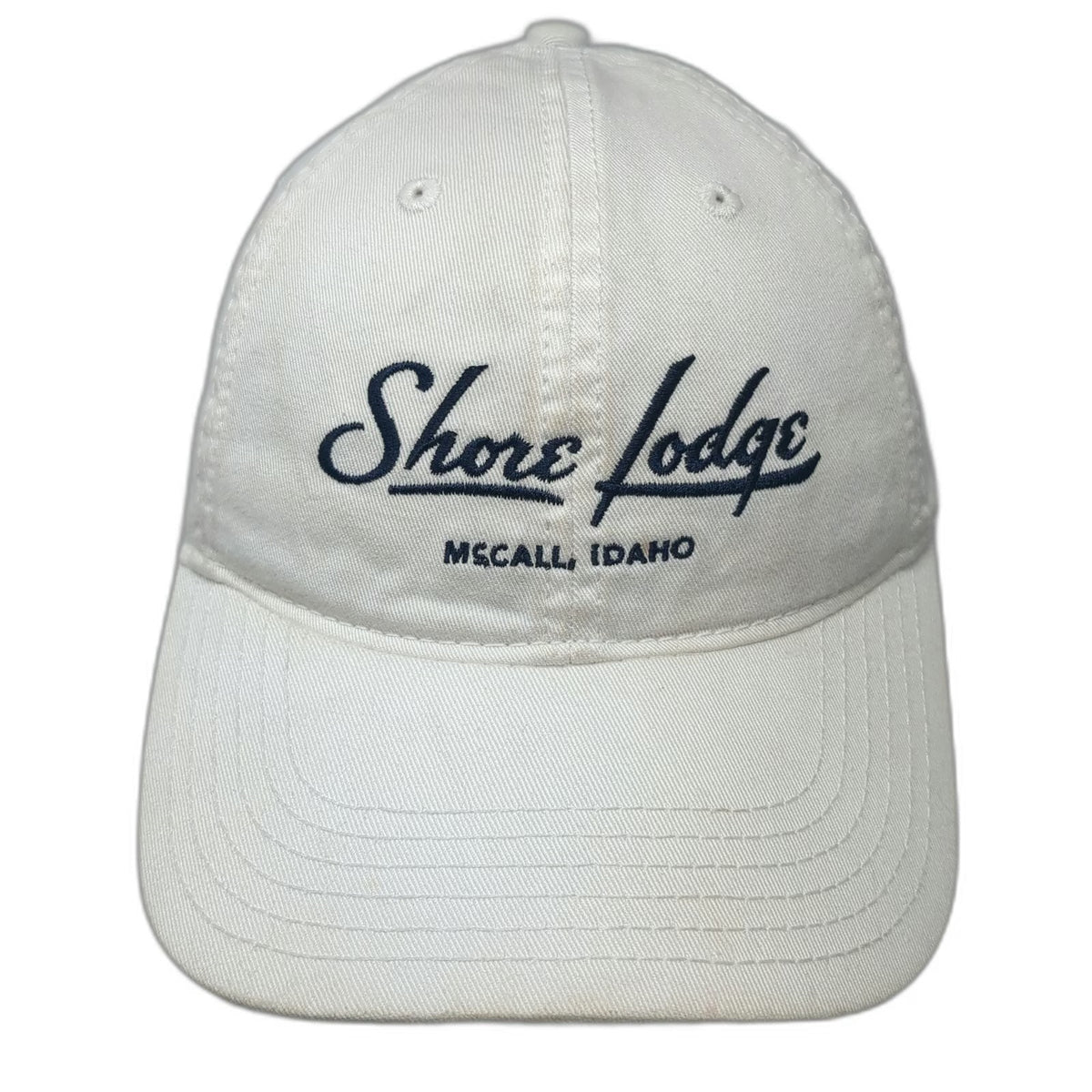 Legacy Baseball Cap White One Size Shore Lodge McCall Idaho Cotton Slideback Hat