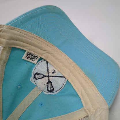 Comfort Colors Trucker Hat Blue One Size Crossed Lacrosse Sticks Snapback Mesh