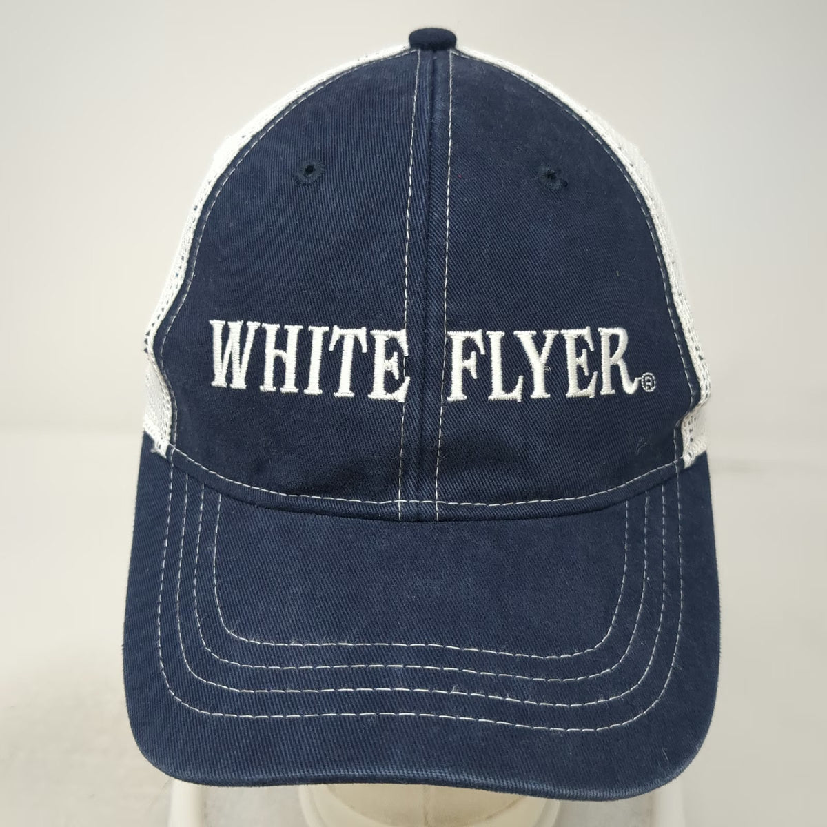 Design Dynamix White Flyer Baseball Cap Blue One Size Mesh Americas Best Hat