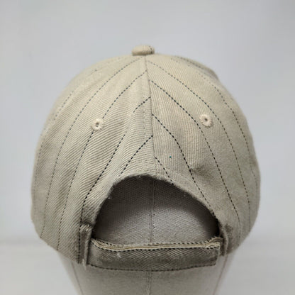 Frankfurt Strapback Hat Tan 58cm Adjustable Embroidered Pinstripe
