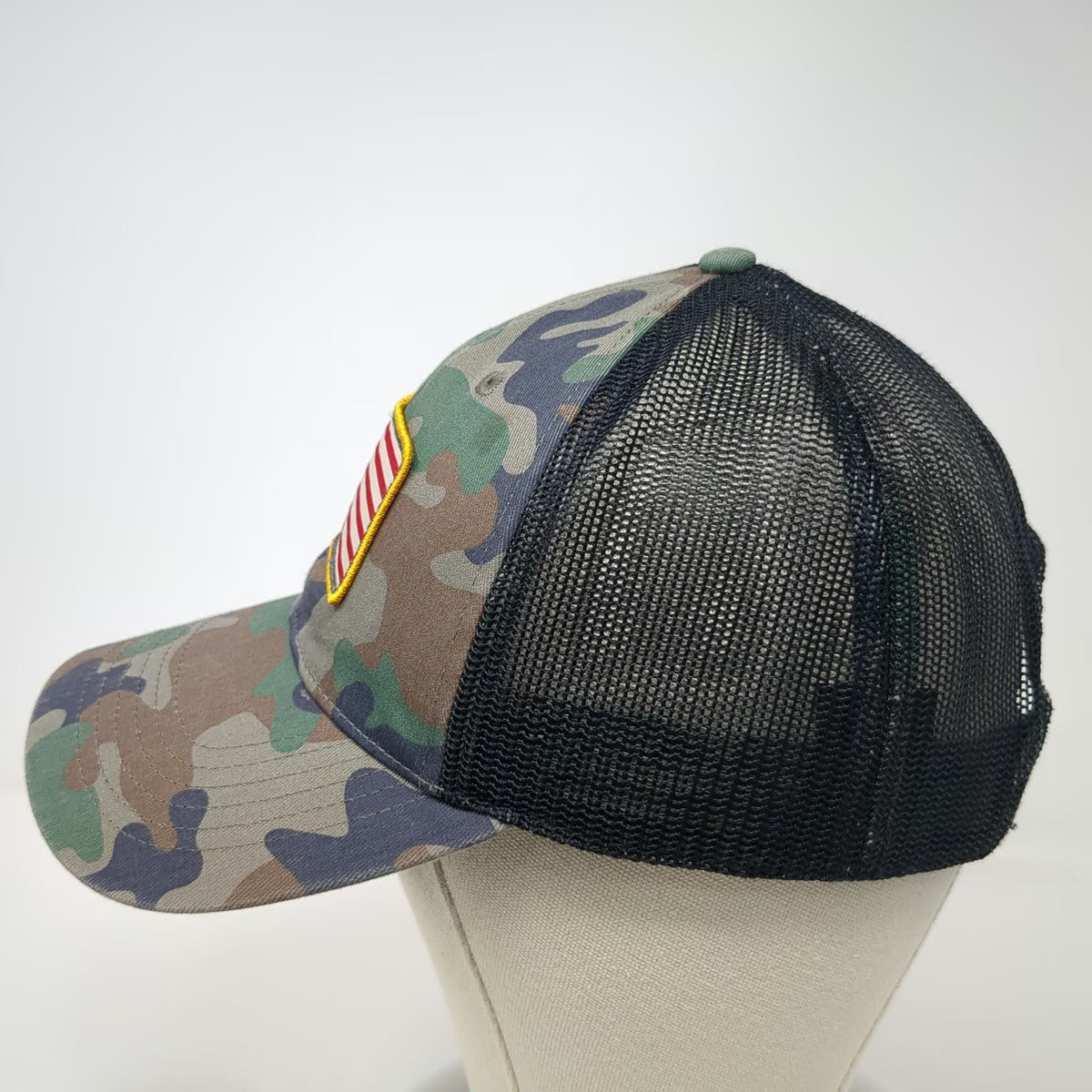 Green Trucker Hat OSFM Camo USA American Flag Patch Mesh Back Snapback Baseball