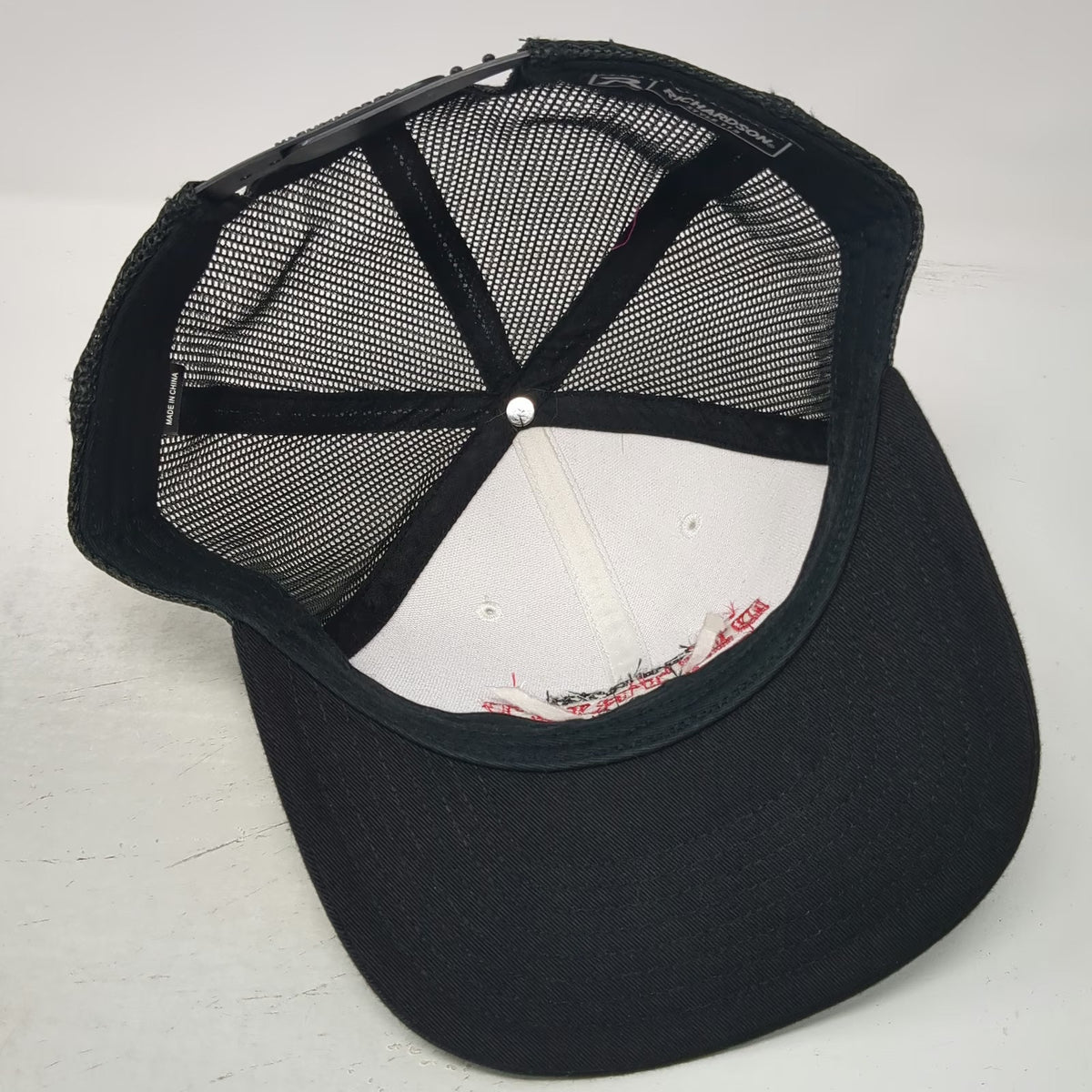 Richardson Trucker Hat Black OS Fourth District Bar Mesh Back Snapback Logo Cap