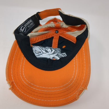 Outdoor Cap Strapback Trucker Hat Orange One Size Adjustable Distressed Mesh