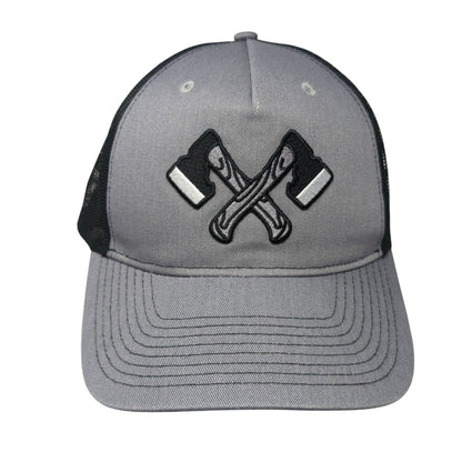 Crossed Axes Snapback Trucker Hat Gray OS Adjustable Mesh Back Port Authority