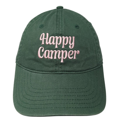 Happy Camper Baseball Cap Green One Size Adjustable 6 Panel Mighty Fine