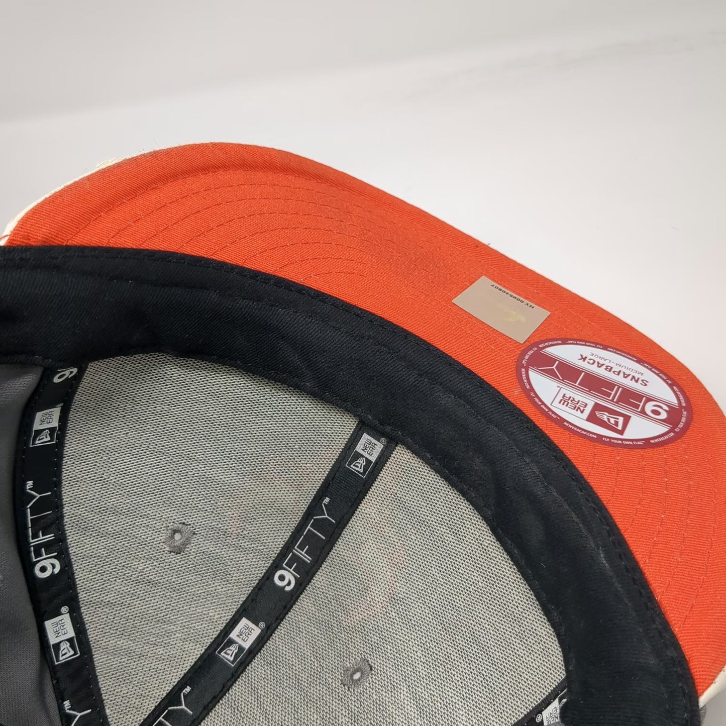 New Era NBA Chicago Bulls Snapback Gray L Hat Flat Brim Orange Underbill 9FIFTY