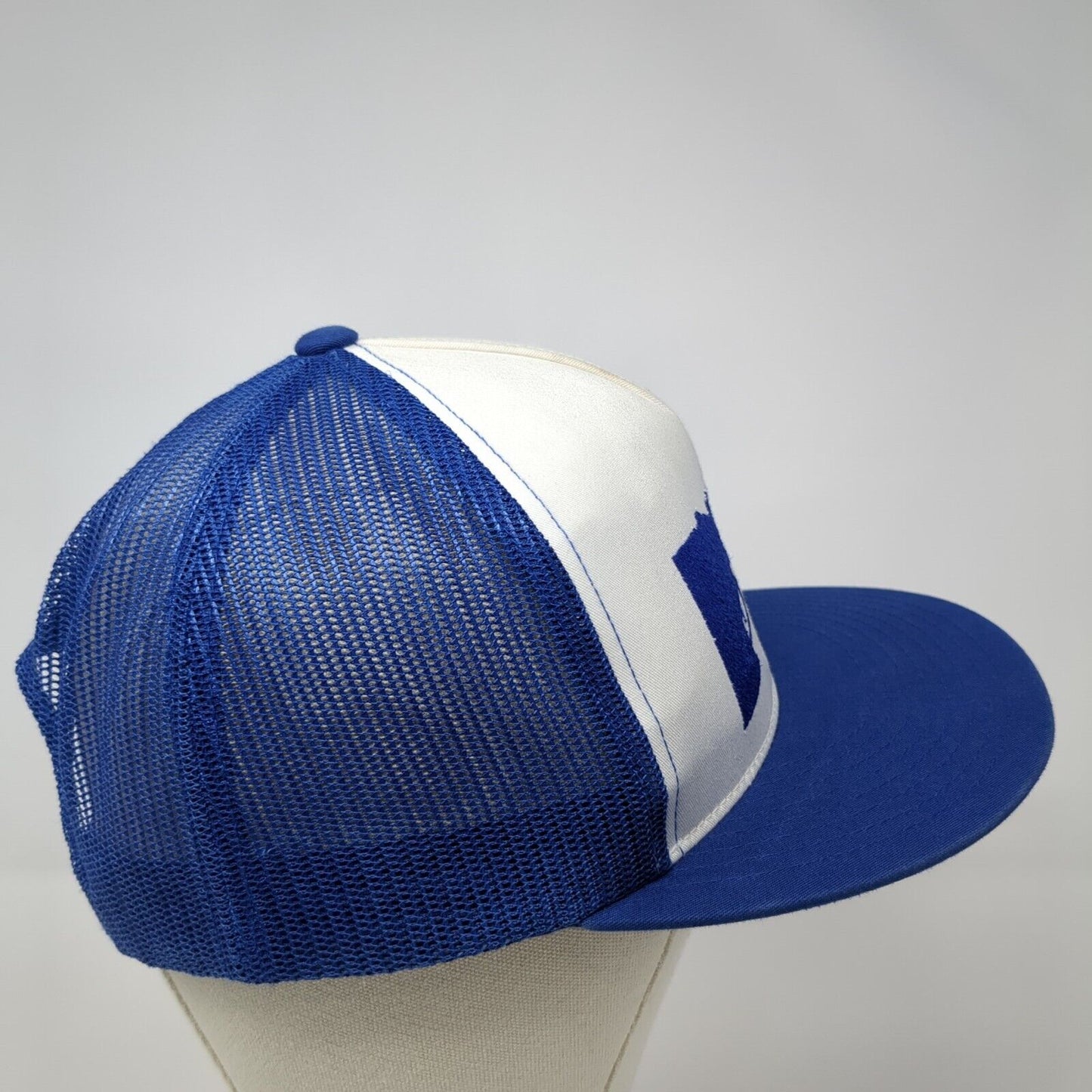 Idaho Tree-Gun Snapback Trucker Hat Blue One Size Flat Bill Yupoong