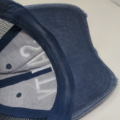 SALTY Snapback Trucker Hat Blue One Size Embroidered Mesh Back Distressed