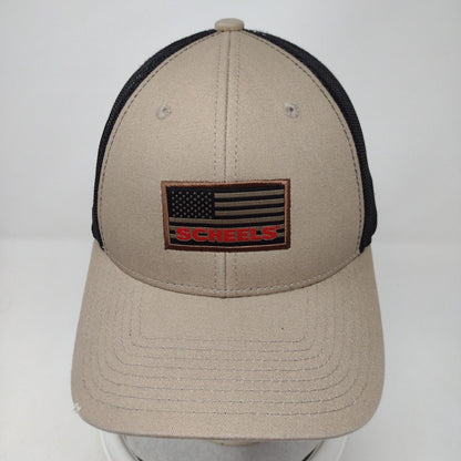 Scheels Snapback Trucker Hat Tan One Size Adjustable Mesh Back Patriotic 6 Panel