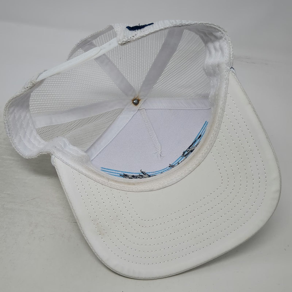 Brhodies White Trucker Hat One Size Mesh Back Snapback Rope 76 Shaka Logo Surf