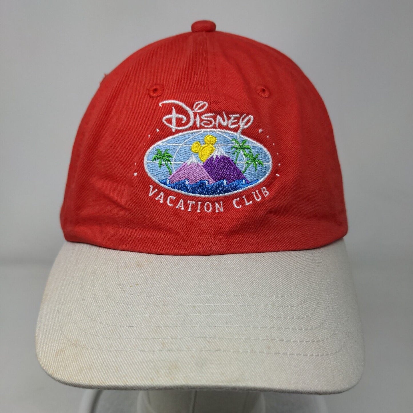 Disney Vacation Club Member Strapback Hat Red OSFA Adjustable Embroidered Cotton