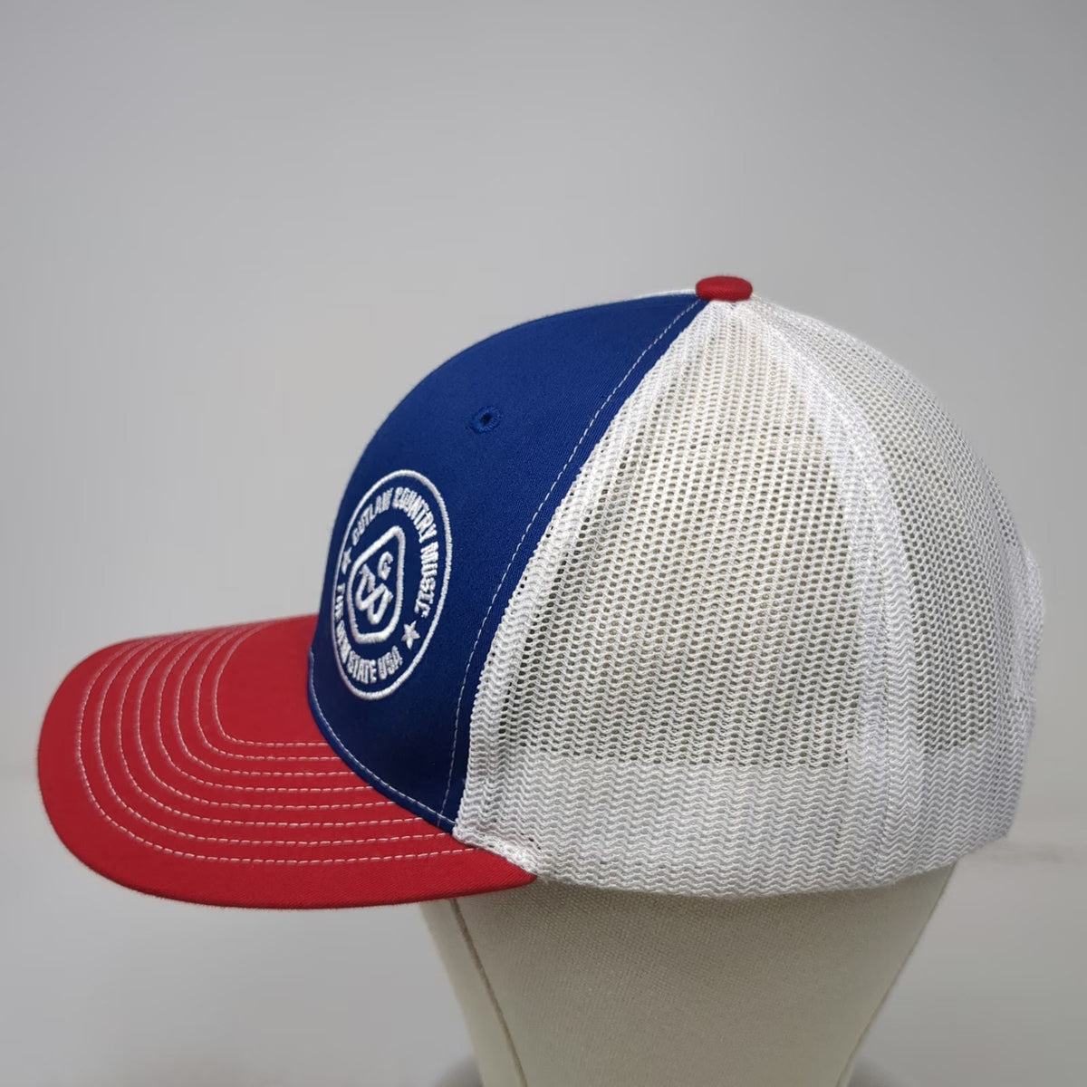 Richardson Trucker Hat Blue Red White One Size Mesh Back Snapback Outlaw Country