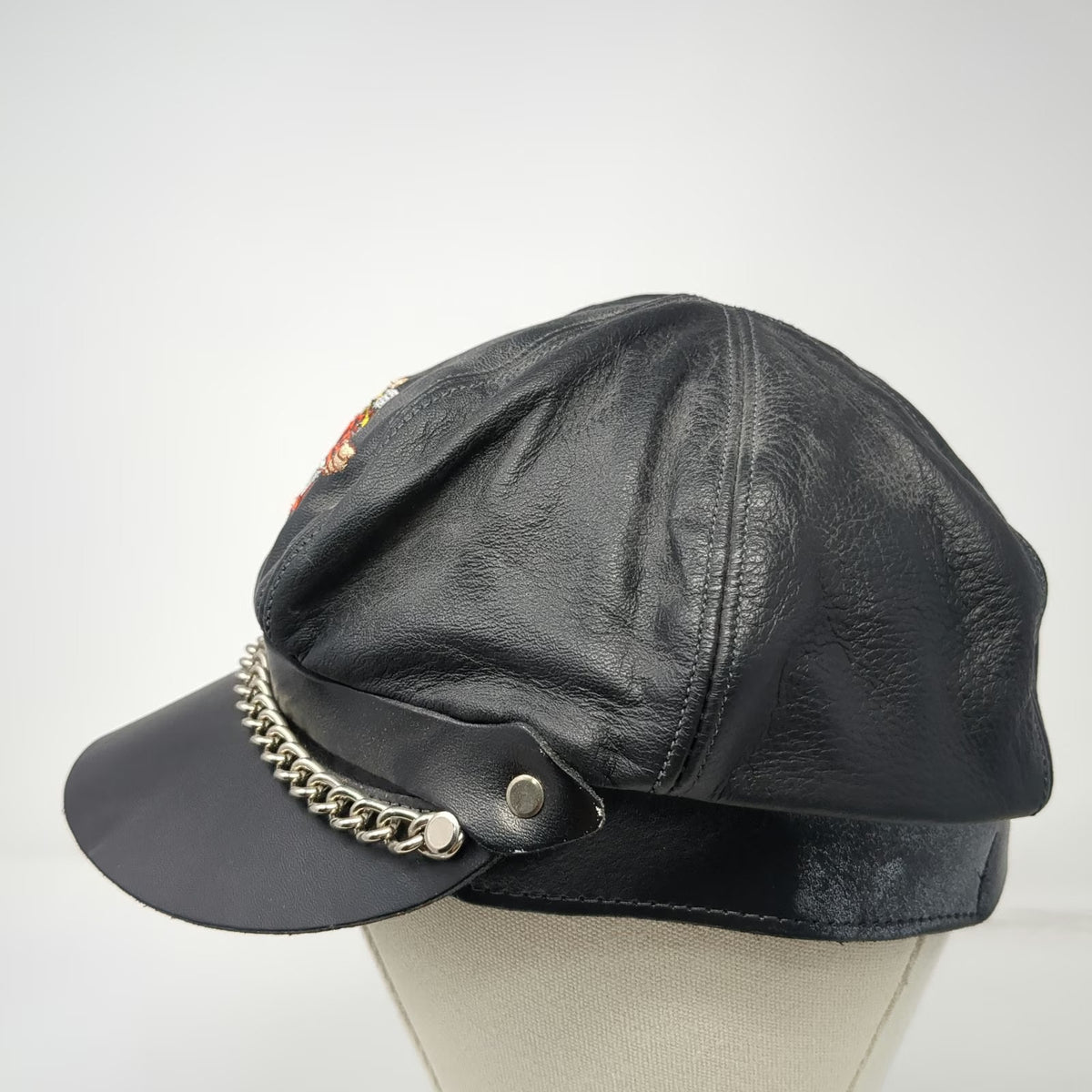 Harley-Davidson Army Cap Hat Black One Size Leather Chain Logo Embroidered Biker
