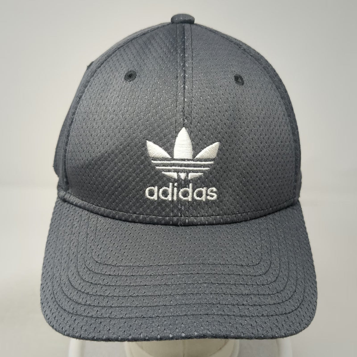Adidas Baseball Cap Gray XL A-FLEX Stretch Fit Breathable Mesh Trefoil Logo hat