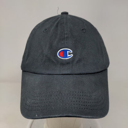 Champion Slideback Hat Black OSFA Adjustable Embroidered Logo 6 Panel