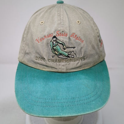 Adams Baseball Cap Beige Green One Size Vermont State Alpine Killington Leather
