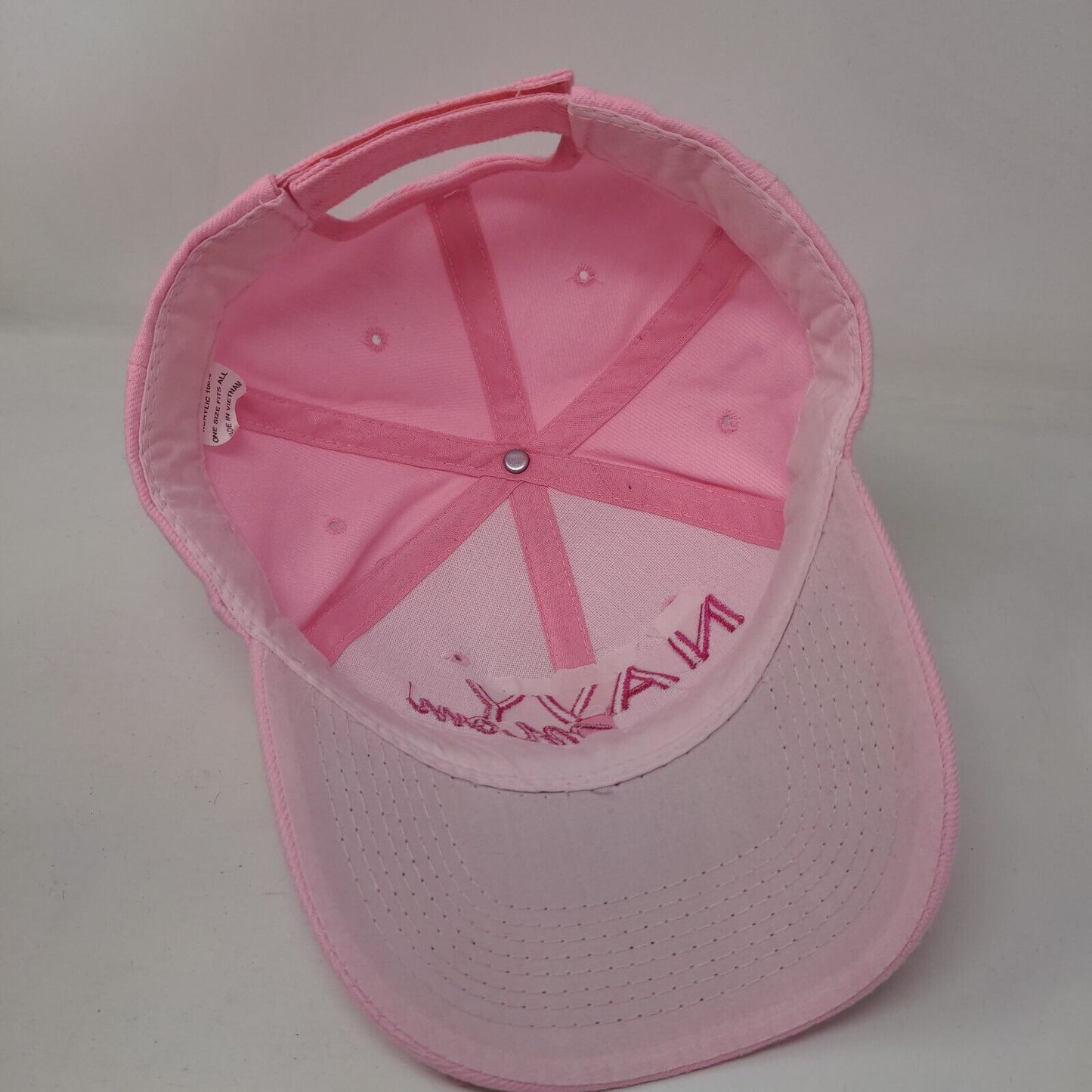 Navy Mom Strapback Hat Pink One Size Adjustable Embroidered Vented Holes 6 Panel