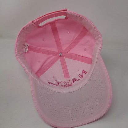 Navy Mom Strapback Hat Pink One Size Adjustable Embroidered Vented Holes 6 Panel