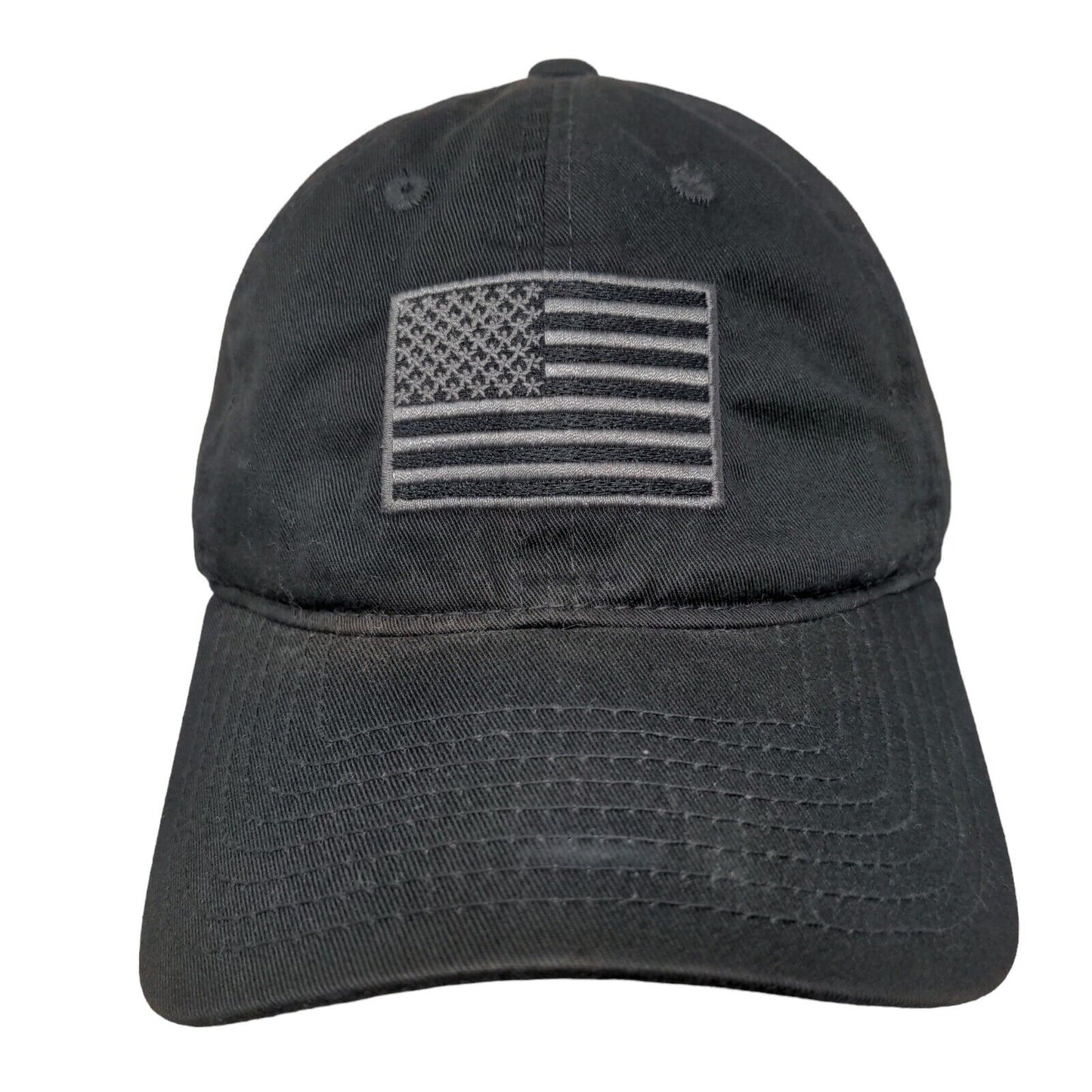 American Flag Slideback Hat Black One Size Embroidered Rapid Dominance