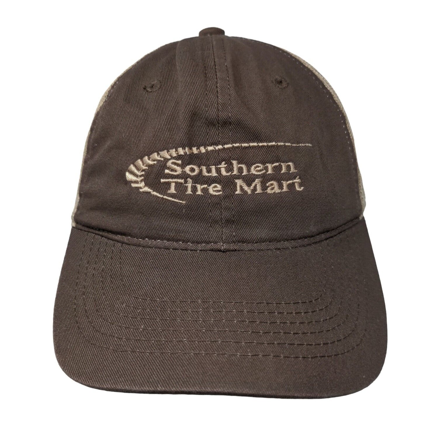 Southern Tire Mart Adult Strapback Trucker Hat Brown OS Mesh Back Outdoor Cap