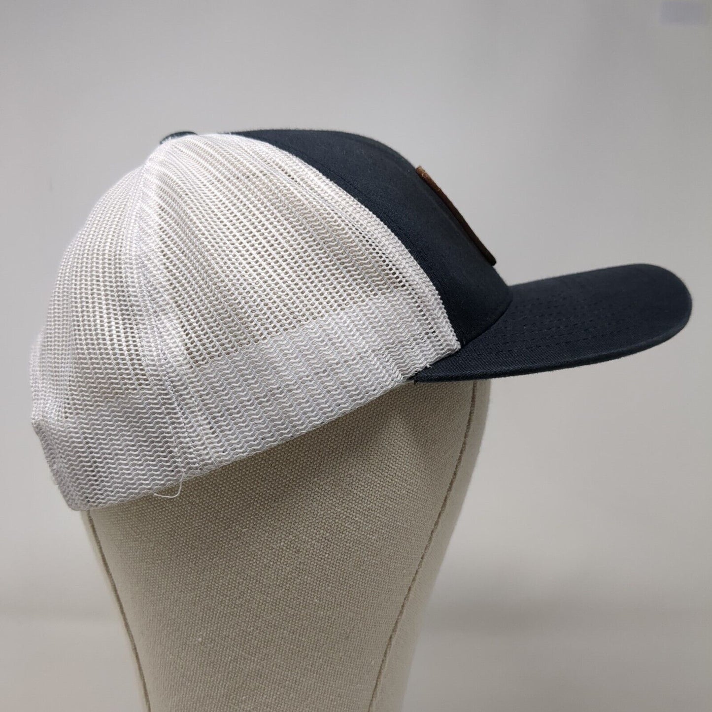 FNT Idaho Leather Patch Snapback Trucker Hat Black OSFA Mesh Back