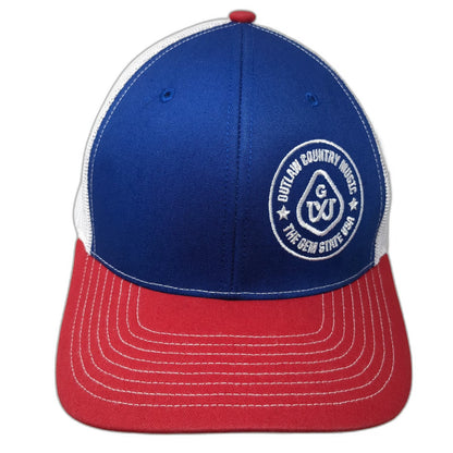 Richardson Trucker Hat Blue Red White One Size Mesh Back Snapback Outlaw Country